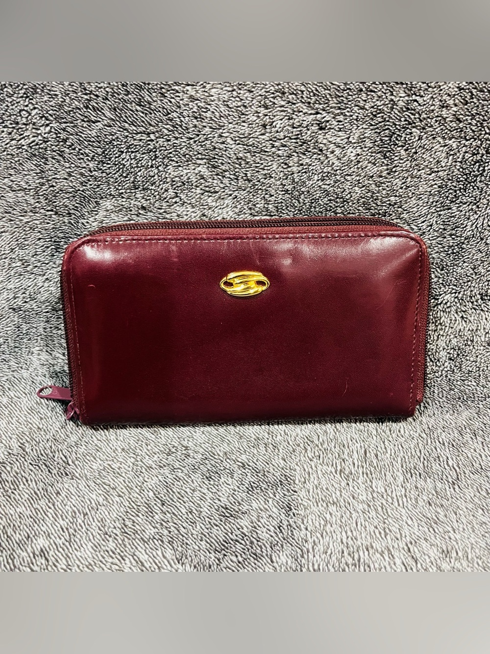 Burgundy genuine Leather Zip Around Wallet